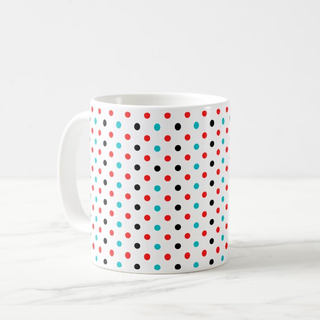 Polka dots Red Blue Black Polka dots Mönster Kaffemugg (Framsida vänster)
