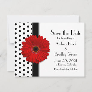 Polka dots Red Daisy Black Spara datum Datumet