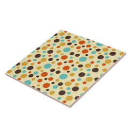 Polka dots Retro Färger Blue Gult Red Kakelplatta