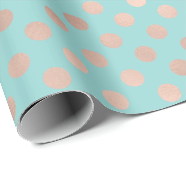 Polka dots Ro Guld  akvatiska blågeometri Presentpapper (Rullad Hörn)