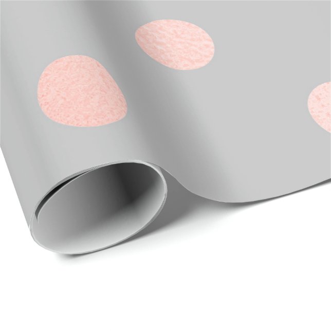 Polka dots  Ro Peach Grått Minimal Elegant Presentpapper (Rullad Hörn)