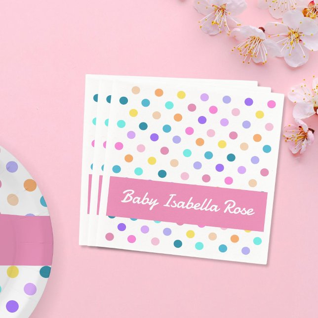 Polka dots rosa band färglös pappersservett (Skapare uppladdad)