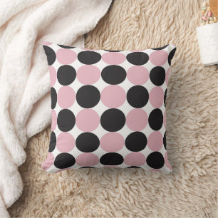Polka dots Rosa & Black Kudde