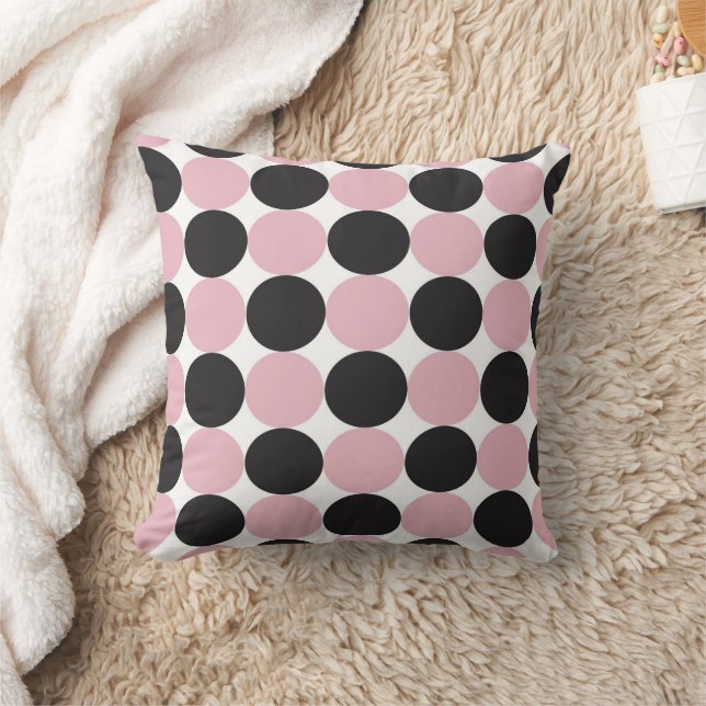 Polka dots Rosa & Black Kudde (Filt)