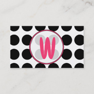 Polka dots/rosa Monogrammodevisitkort Visitkort