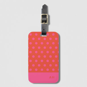 Polka dots Rosa och röd Orange i monogrammet Bagagebricka