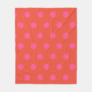 Polka dots Rosa och röd Orange i monogrammet Fleecefilt
