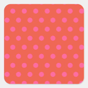 Polka dots Rosa och röd Orange i monogrammet Fyrkantigt Klistermärke