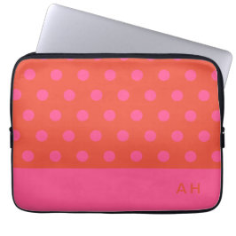 Polka dots Rosa och röd Orange i monogrammet Laptop Fodral