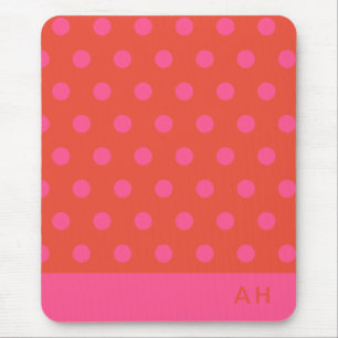 Polka dots Rosa och röd Orange i monogrammet Musmatta
