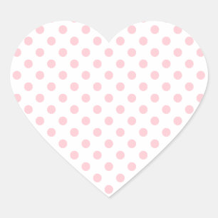 Polka dots - Rosa på vitt Hjärtformat Klistermärke