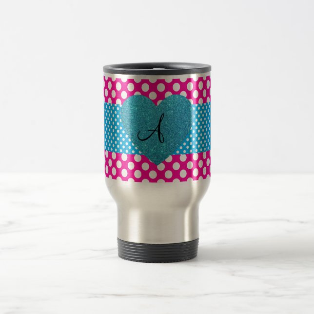 Polka dots rosor och vitmonogram resemugg (Center)
