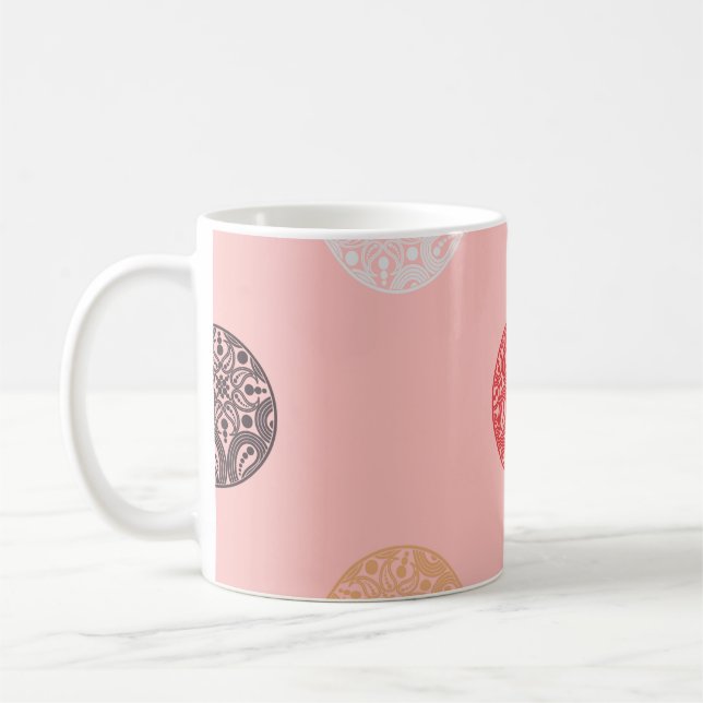 Polka dots seamless pattern. Mosaic of ethnic figu Kaffemugg (Vänster)
