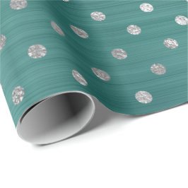Polka dots Silver Aqua Teal Tropical Metallic VIP Presentpapper
