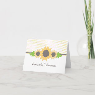 Polka dots & Solblommor Personlig Note Card Anteckningskort
