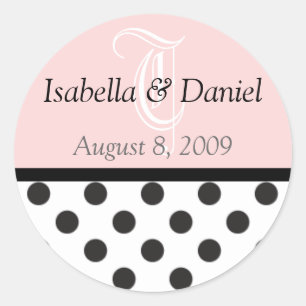 Polka dots Stickers Monogram Gifts Sälar Runt Klistermärke