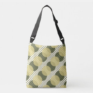 Polka dots svart grönt på grädde axelväska
