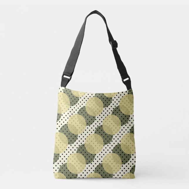 Polka dots svart grönt på grädde axelväska (Framsida)