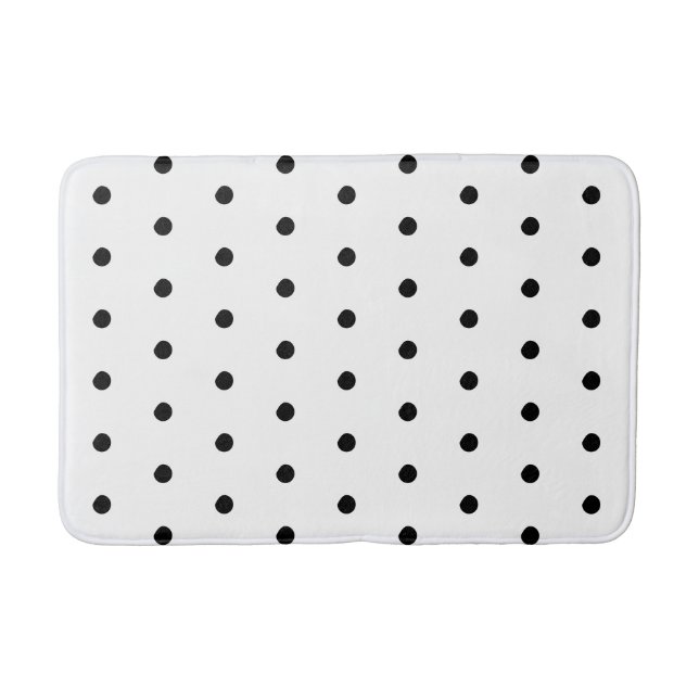 Polka dots Svart och vit elegant fet mönster Badrumsmatta (Framsidan)