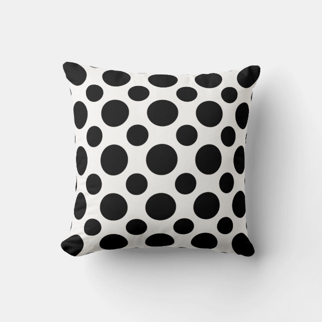 Polka dots svartvit modern konst-design på kudde (Framsida)