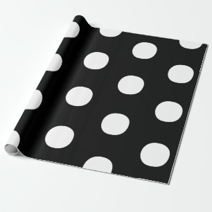 Polka dots Svartvit, stor, fetstilt elegant mönst Presentpapper