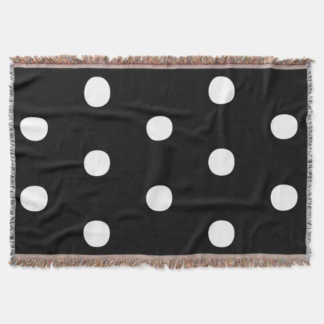 Polka dots Svartvit, stor, fetstilt elegant mönste Filt (Framsidan)