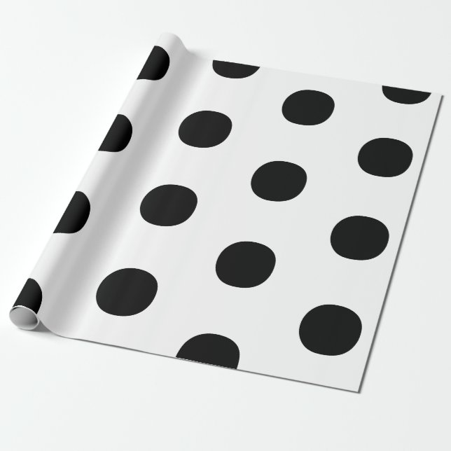 Polka dots Svartvit, stor, fetstilt elegant mönste Presentpapper (Utrullad)