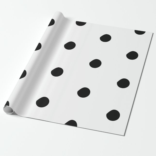 Polka dots Svartvit, stor, fetstilt mönster-elegan Presentpapper (Utrullad)
