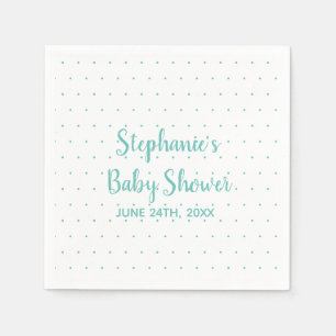 Polka dots Teal Blue White Boy Baby Shower Pappersservett