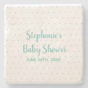 Polka dots Teal Blue White Boy Baby Shower Stenunderlägg