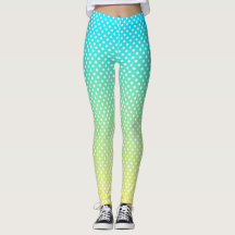 Polka dots Teal Gult Gradient Leggings