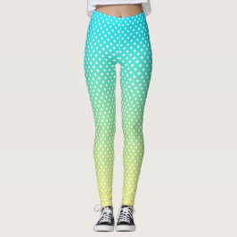 Polka dots Teal Gult Gradient Leggings