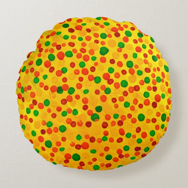 Polka dots vattenfärgen mönster, sömlös rund kudde (Framsidan)