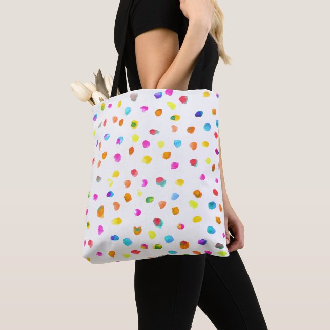 Polka dots vattenfärgsboho popart tygkasse (Närbild)
