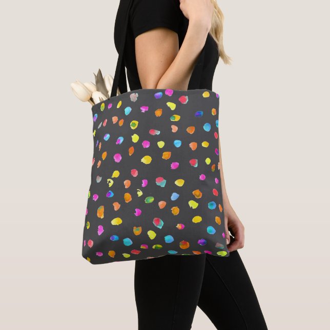Polka dots vattenfärgsboho popart tygkasse (Närbild)