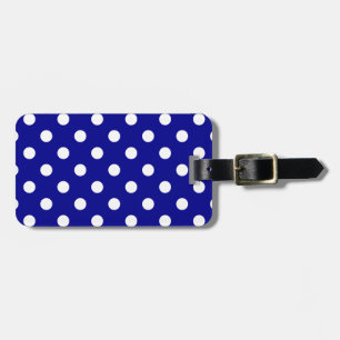 Polka dots - vit på mörk - blått bagagebricka