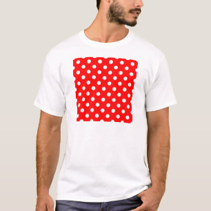 Polka dots - vit på rött tee shirt