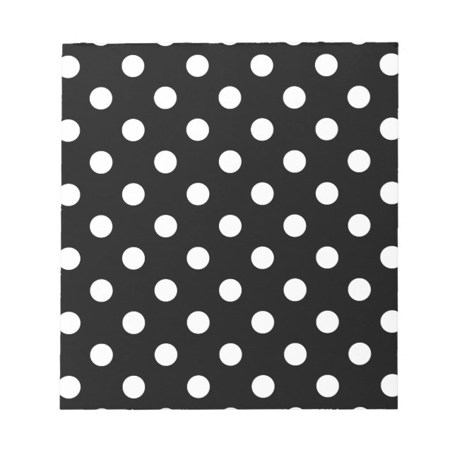 Polka dots - vit på svart anteckningsblock (Framsida)