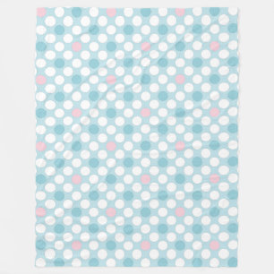Polka dots, vit rosa, blå retro fleecefilt