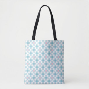 Polka dots, vit rosa, blå retro tygkasse