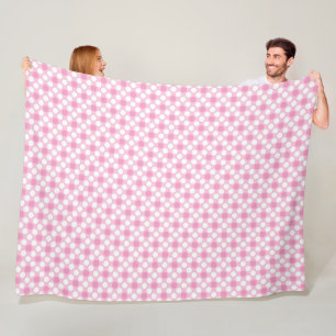 Polka dots vit rosa-retro fleecefilt