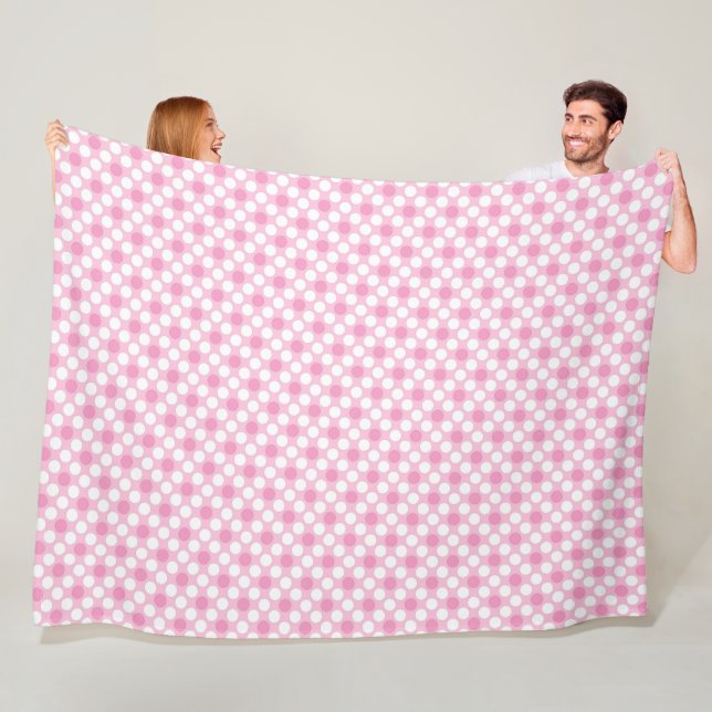Polka dots vit rosa-retro fleecefilt (På plats)