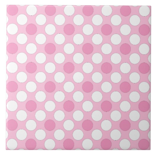 Polka dots vit rosa-retro kakelplatta (Framsidan)