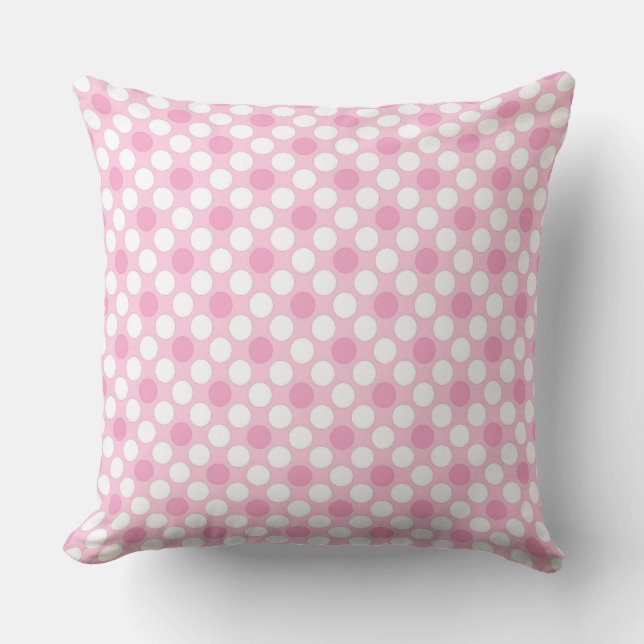 Polka dots vit rosa-retro kudde (Framsida)