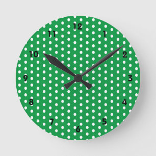 Polka dots vita prickar Kelly Grönt Rund Klocka