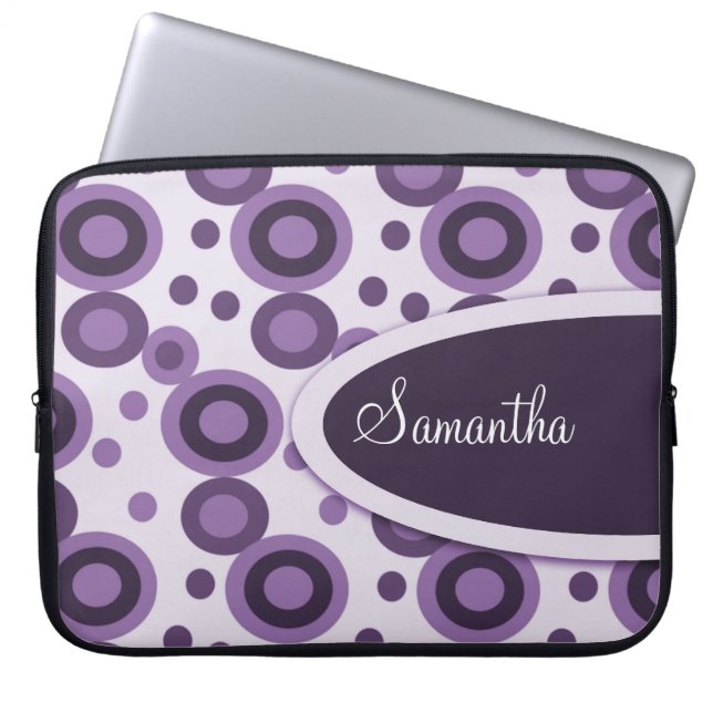 Polka dotspersonliglaptop sleeve: Lavendel Laptop Fodral (Framsidan)