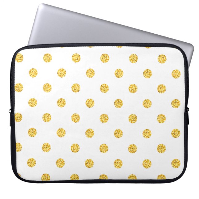 Polka Guld Glitter-punkter Struktur Laptop Fodral (Framsidan)