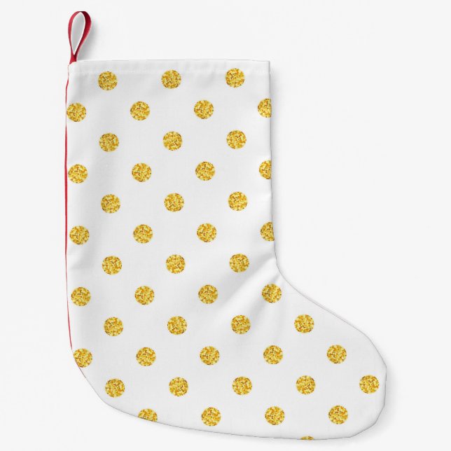 Polka Guld Glitter-punkter Struktur Liten Julstrumpa (Framsidan)