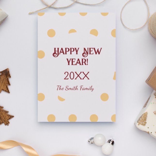 Polka guld Nyårsafton Party Kort (Polka gold New Year's Eve Party Card)