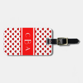 Polka Hearts Monogrammed Bagagebricka